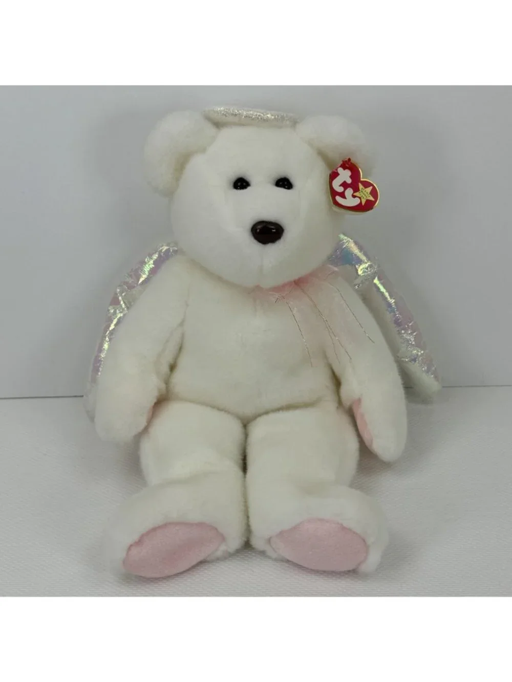 Vtg 1999 Ty Beanie Original Buddy Halo Angel Bear 14